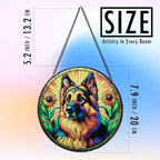 Stained Glass Dog Memorial Suncatcher,German Shepherd Window Hanging,Sympathy Gifts for Pet Loss,7.9 inch/20 cm Home and Garden Decor for Dog Lovers (German Shepherd)