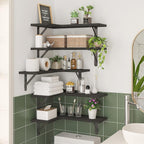 Fixwal Corner Shelves Wall Mounted Set of 5, Floating Shelves for Wall Bathroom, Kitchen, Bedroom, Home Decor, Laundry Room, Living Room (Black)