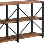 IRONCK Console Table, 3-Tier 70.8 in Entryway Table, Vintage Brown | Engineered wood shelves, 300 lb shelf. P2 MDF, X-bracing, adjustable feet. Anti-tip kit for entryways or living rooms.