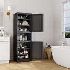 Ckzbx Tall Narrow Storage Cabinet 66.93" H Tall Bathroom Cabinet Metal Pantry Cabinets, 4 Adjustable Shelves for Kitchen, Home Office, Living Room, Dinning Room (20 inches Wide Black)