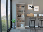 Multistorage Pantry Cabinet,Five Shelves,Double Door Cabinet for Kitchen,Laundry,Living Room,Bedroom-Pearl
