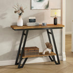 Console Table for Entryway, Space Saving Small Entryway Table with Open Shelves, Narrow Sofa Table Behind Couch for Living Room, Hallway, Easy Assembly, Wooden Top, Rustic Brown