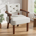 Versatile Accent Chair for Bedroom, Mid Century Modern Arm Chair, Butacas para Sala, Upholstered Wooden Chairs with Arm Rest, Tufted Backrest,Cushion, for Office, Living Room, Reading, Beige