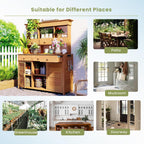 66" Durable Fir Wood Freestanding Storage Chest, Accent Cabinets with Multiple Drawers, Utility Organizer with Anti-Tipping for Patio Mudroom Greenhouse, Natural