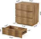 LITTLE TREE End Table with 3 Drawers, Fluted Nightstand, Farmhouse Bedside Table, Wood Nightstand, Small Bedroom Dresser, Rustic Wood End Table with Storage for Living Room, Bedroom, Closet, Natural
