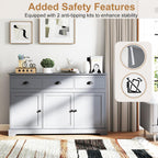 Sideboard Buffet Cabinet with Storage, 53.5” Large Kitchen Cupboard with 3 Drawers, Adjustable Shelf, Credenzas for Living Room, Wooden Coffee Bar Console Table for Dining Room (Grey)