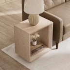 COZAYH Farmhouse End Table, Open Cube Accent Table with Geometric Frame, Modern Minimalist Side Table, Light Grey