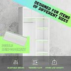 Bonusall Metal Wardrobe Closet, 72" Armoire Wardrobe with Lockable Doors, Split Closet Design, Left for Hanging and Right for Shelves, Armoires for Home Office, Bedroom, Laundry Room(White)