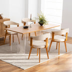 EYYTHUNG Swivel Dining Chairs Set of 2, Mid Century Modern Chenille Dining Chairs with Arms and Wood Legs,Upholstered Kitchen Chairs for Kitchen, Dining Room, Living Room, Beige and Dark Oak