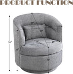 CANMOV Swivel Accent Chair, 360 Degree Round Swivel Barrel Chair with Pillow, Upholstered Comfy Barrel Armchair Single Club Sofa Chair for Living Room,Bedroom, Reading Room, Dark Grey