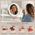 iPormis Makeup Vanity Desk with HD & 5X Mirror and Lights, 47 inch Make up Vanity w/Magnifying, Fluted Glass Top Dressing Table w/Power Outlets & Adjustable Storage,Natural