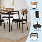 GarveeHome Dining Table Set for 4 with Storage Rack, Brown | 5-Piece Kitchen Table and Upholstered Chairs, Wood Tabletop, Heavy-Duty Metel Frame, for Small Space, Apartment, Kitchen Room