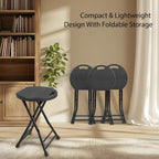 COOZMENT Folding Stool with Handle, Folding Chair,Folding Bar Stool with Non-Slip Feet,Indoor and Outdoor Foldable Stool for Adults(13"×11.5"×18")