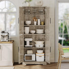 70" Tall Pantry Cabinet, Kitchen Pantry Cabinet with Doors and Adjustable Shelves, Freestanding Cupboard, Tall Storage Cabinet for Bathroom, Dining Room, Living Room, Gray