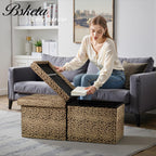 Bsketa Storage Ottoman Bench, 34" Folding Velvet Foot Rest,Leopard Print | Large Ottoman with Storage, Thicker Foam Padded Seat, Livingroom, Dorm, Bedroom, Easy to install, 86L,34 x 13 x 13in
