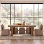 Tribesigns Large Dining Table for 6-8 People, 70.9" Long Wooden Kitchen Dinner Table Farmhouse Modern Style with Arch Design Legs, Rectangle Wooden Dinner Table for Dining Room, Natural Brown
