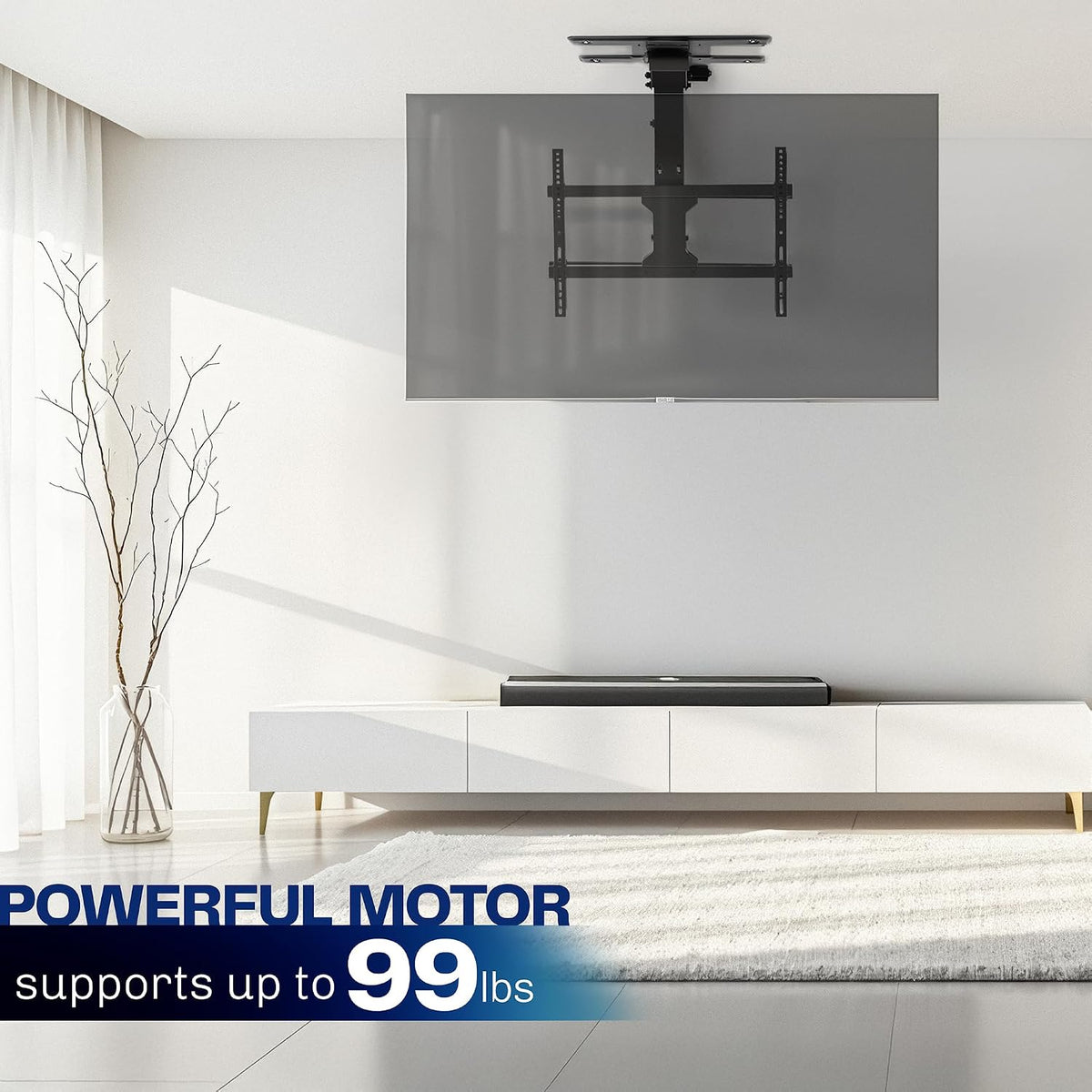 VIVO Black Electric Ceiling TV Mount for 37 to 70 in Screens, MOUNT-E-FD75C | Large Motorized Flip Down TV Mount, Pitched Roof VESA Mount, Heavy Duty Steel, App and Voice Control, Holds 99 lbs