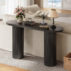 ONBRILL 55 Inch Fluted Entryway Table, Sofa Table Behind The Couch, Long Console Tables, Modern Entrance Stand for Hallway, Living Room Foyer, Farmhouse Style (Black)