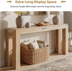 86.75" Extra Long Console Table for Entryway, Narrow Entryway Table | 11.75" Narrow Behind Couch Table, Long Tabletop, Wood Grain, Farmhouse Sofa Table for Living Room Hallway, Oak