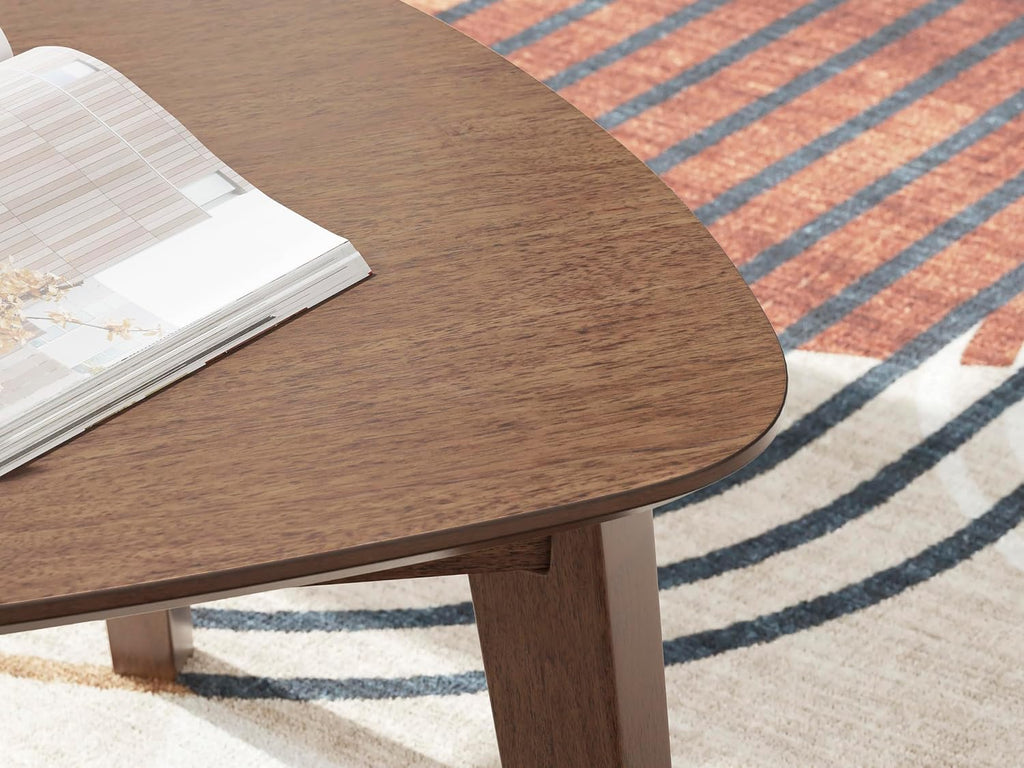 GTU Furniture Casual Acacia Wood Rectangular 3-Piece Coffee Table Set, Cocktail Table with 2 Matching End Tables, Brown Finish for Living Room