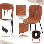 Small Dining Chairs Set of 6, Modern Mid Century Faux Leather Dining Room Chairs with Black Metal Legs, Kitchen Home Living Room Restaurant Apartment, Space-Saving, Brown