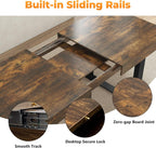 Zevemomo 63"-78.7" Rectangular Extendable Dining Table, 6-8 Extendable Dining Table, Conference Table, Kitchen Table with Slide Track, Tapered U-Shaped Wood Legs for Office, Living Room-Rustic Brown