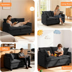 Loveseat Sofa Cloud Sofa Couch 50'', Modern Loveseats 2 Seat Couch 27" Deep Seat with 2 Pillows for Small Spaces Apartment Studio Office Bedroom Living Room 8834-BLACK-1