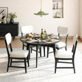 COLAMY Solid Wood Dining Chairs Set of 4, Mid Century Modern Upholstered Kitchen Chairs with 3.3" Thick Cushion, Farmhouse Dining Room Chairs with Level Legs & Wire-Brushed Finish, Black