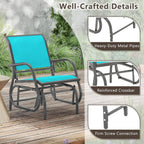 Giantex Swing Glider Chair W/Study Metal Frame Comfortable Patio Chair Love-Seat for Garden, Porch, Backyard, Poolside, Lawn Outdoor Rocking Chair (1, Turquoise)