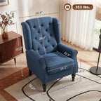 HOMCOM Mid-Century Modern Accent Chair, High Wingback Reading Chair, Blue | Button-Tufted, Upholstered Fabric, Retro Wood Legs, Apartment, Living Room, Bedroom