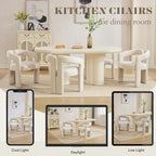 Hyfirm Upholstered Linen Barrel Dining Chairs Set of 6, Modern Accent Kitchen Chairs with Arms Comfy Side Chairs with Arms for Dining Room Bedroom Vanity Reception, Beige