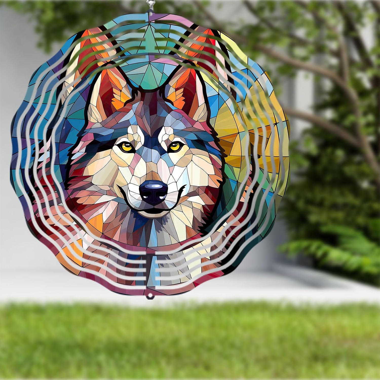 Husky Wind Spinner Pet Dog Memorial Gifts 3D Aluminum Metal Kinetic Hanging Wind Sculpture Spinners for Yard and Garden Indoor Outdoor Window Yard Art Garden Decoration 8 Inch (Husky 1)