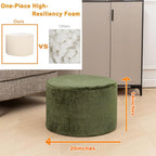 Poofieotto 20"x14" Round Foam Stuffed Pouf Ottoman - Modern Floor Foot Rest & Seating for Living Room, Bedroom, or Couch - Stylish Home Decor Accent (Deep Green)