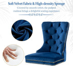Dining Chairs Set of 6, High-end Back Lion Head Ring with Rhomboid Pattern | Elegant Button Tufting, Add Luxury to Dining Room, Bedroom, or Living Space, Durable Easy-clean Blue Velvet, Gold Legs