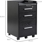 HOMCOM Office Desk Storage Cabinet on Wheels 3 Drawers 1 Lockable 1 Sorter File Folder Wooden Black