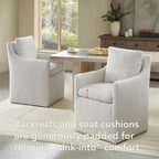 KISLOT Upholstered Dining Chairs with Casters, No Assembly Modern Accent Armchair with Rollers for Dining Room, Bedroom, Living Room, Reading Room, Already Assembled, Linen, 4 Box