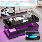 VanAcc 3-Piece Modern Living Room Table Sets, 70" Modern LED TV Stand with 36" Electric Fireplace, High Gloss Coffee Tables for Living Room, Black & White