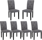 VECELO Upholstered Dining Chairs Set of 6, Modern Fabric and Solid Wood Legs &High Back for Kitchen/Living Room- Dark Gray