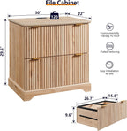 30"File Cabinet W/Charging Station, w/Files Hanging Rod for Letter/Legal/A4 | 2 Drawer File Cabinet, Large Tabletop for Printer, Office Wood Printer Cabinets, Oak