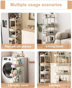 UMDONX 4-Tier Narrow Mobile Storage Cart with Pull-Out Baskets | The Multifunctional Pull-out Storage Rack Is Suitable for Bathrooms, Kitchens, and Laundry Rooms