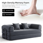 79" Convertible Futon Sofa Bed, Couch for Living Room | Dark Gray | Folding Corduroy Sleeper Sofa, Modular Futon Couch with Fixed-Shape Frame, Pull Out Couch No Assembly