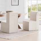 Upholstered Dining Chairs Set of 2, Modern Linen Fabric Dining Room Chairs with Mid Backrest and Padded Seat Cushion, Accent Armless Kitchen Side Chairs for Dining Room, Living Room, Reading Room