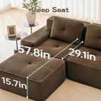 Oversized Modular Sectional Sofa, Modern V Shaped Corner Couch with Ottoman, Comfy 5 Seater Cloud Sleeper Sofa with Deep Seat, Customizable Layout Couches for Living Room, Apartment, Brown