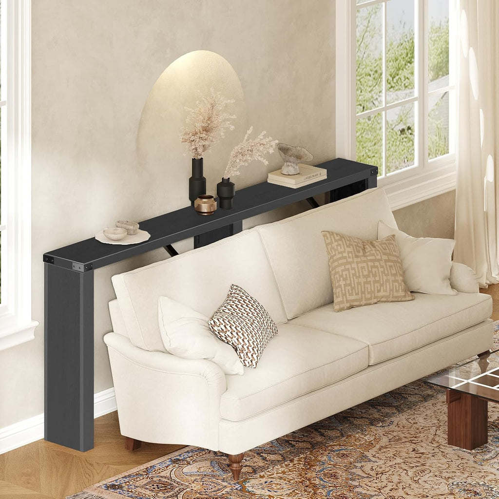 YATINEY Console Table, 70.8" Long Behind Couch Sofa Table, Entryway Table, Farmhouse Console Table for Narrow Spaces, Hallway, Living Room, Black CT31BB