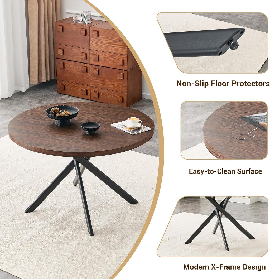 Round Dining Table Set for 4, Round Kitchen Dining Table and Chairs Set for 4,46.5" Modern Dining Room Table Set for 4 with Upholstered Chairs for Small Space Kitchen Office Cafe Apartment