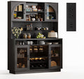 IPKIG 71" Kitchen Pantry Cabinet with Charging Station, Kitchen Hutch Storage Cabinet with LED Lights, Pantry Organizers and Storage with Anti-Tip Device for Dining Room, Black