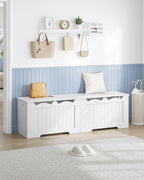 Hzuaneri 59" Storage Chest, Storage Bench Trunk with 2 Hinges, Wooden Box, Lift-Top Chest Organizer, Shoe Bench for Entryway, Bedroom, Living Room, White SB01503X