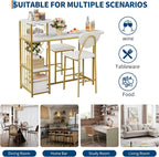 Garvee Dining Table Set for 2, 3-Piece Expandable Bar Table and Chairs Set | Bar Table and Chairs Set with Storage Shelves and Wine Rack, Small Kitchen Dining Set for Living Room, Apartment