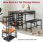 Garvee Dining Table Set for 4, Kitchen Table Set for 4 with 2 Benches, 3 Piece Dining Room Table Set for Small Space Apartment, Black