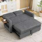 3 in 1 Convertible Sofa Bed, Pull Out Couch with Dual USB and Type C Ports, Chenille Fabric Loveseat Sleeper Sofa Bed, Sofa Bed with Foldable Side Table for Living Room Home Office Apartment